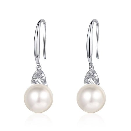 Gladys Diamond & Pearl Earrings whitegold