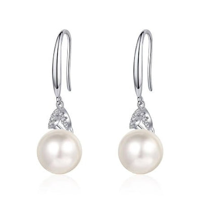 Gladys Diamond & Pearl Earrings whitegold