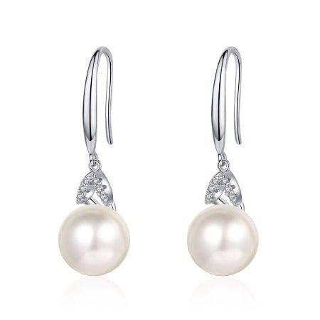 Gladys Diamond & Pearl Earrings whitegold