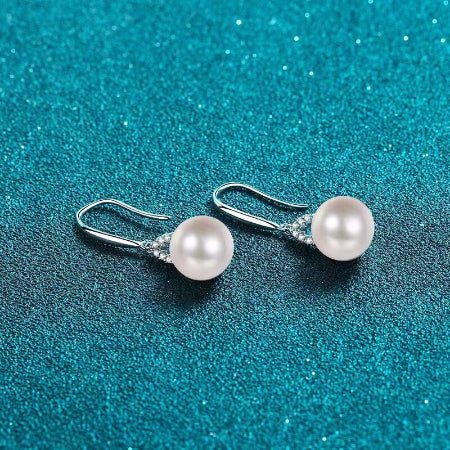 Gladys Moissanite & Pearl Earrings whitegold