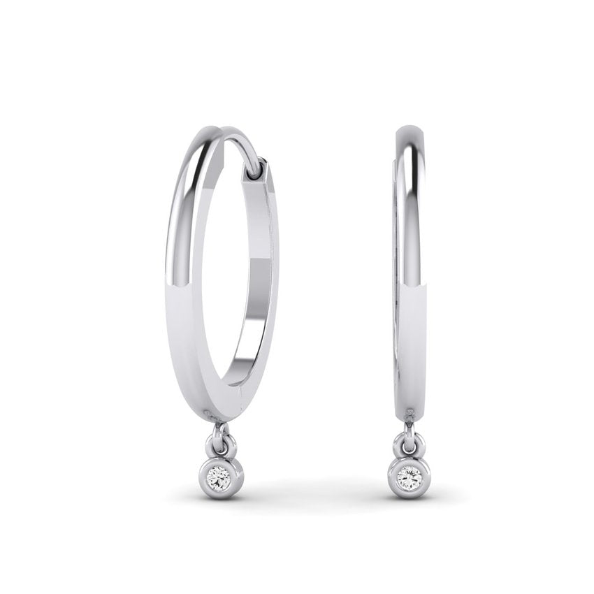 Hadley Huggie Diamond Drop Earrings whitegold