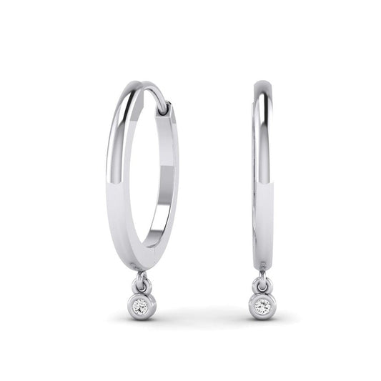 Hadley Huggie Diamond Drop Earrings whitegold