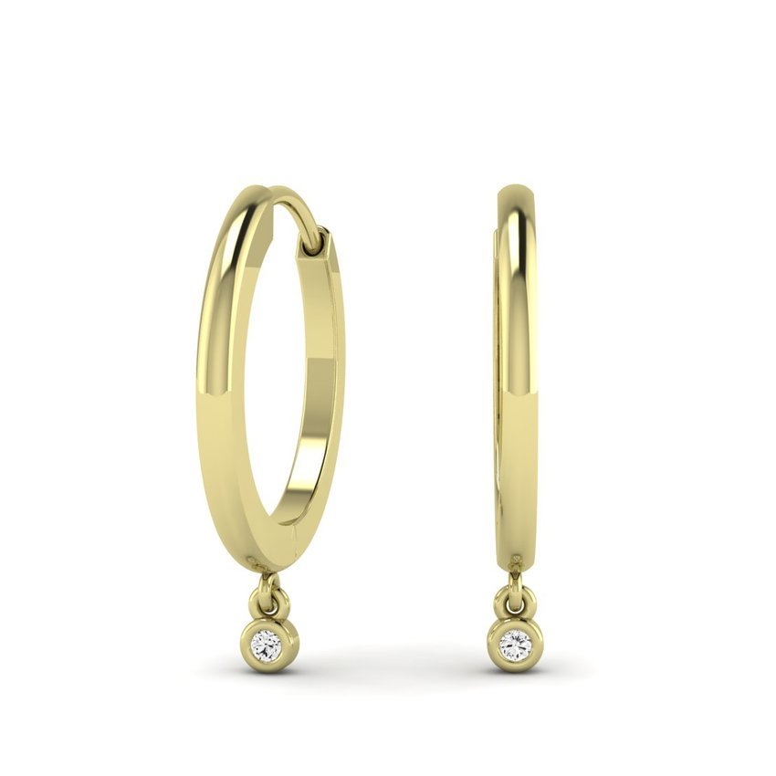 Hadley Huggie Diamond Drop Earrings yellowgold