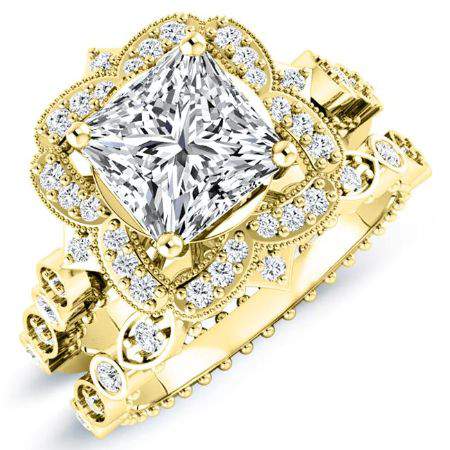 Hana Diamond Matching Band Only (engagement Ring Not Included) For Ring With Princess Center yellowgold