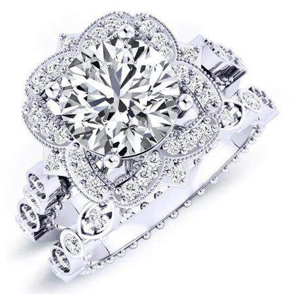 Hana Diamond Matching Band Only (engagement Ring Not Included) For Ring With Round Center whitegold