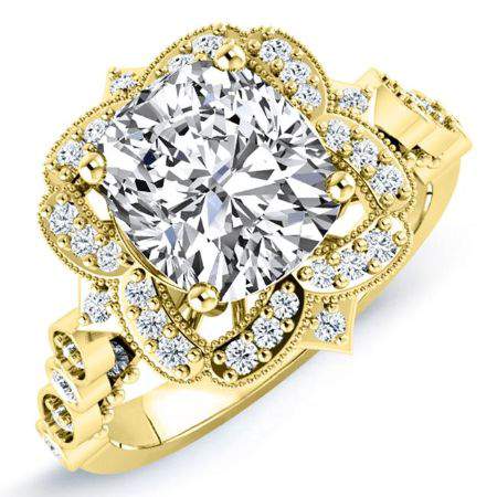 Hana Cushion Diamond Engagement Ring (Lab Grown Igi Cert) yellowgold