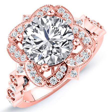 Hana Round Moissanite Engagement Ring rosegold