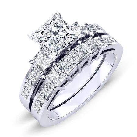 1.00 ct - Hazel - GIA Natural Princess Diamond Bridal Set