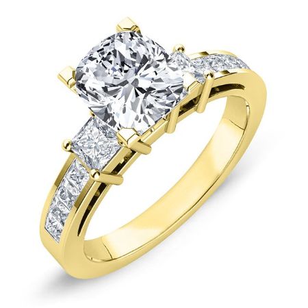 Hazel Moissanite Matching Band Only (engagement Ring Not Included) For Ring With Cushion Center yellowgold