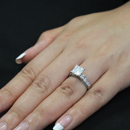 Hazel Princess Moissanite Engagement Ring whitegold