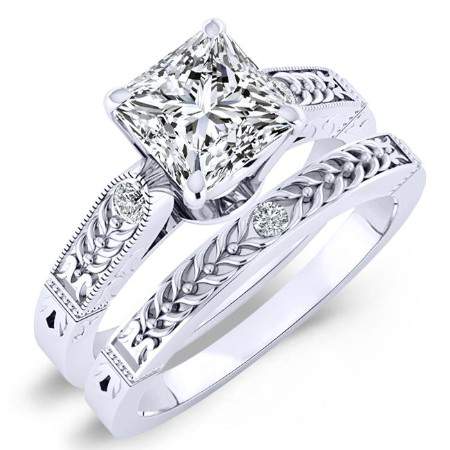 Heath Diamond Matching Band Only (engagement Ring Not Included) For Ring With Princess Center whitegold