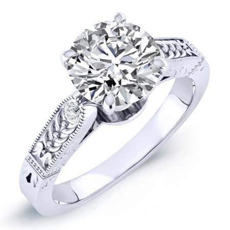 Heath Round Moissanite Engagement Ring whitegold