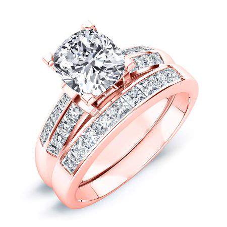Heather Cushion Moissanite Bridal Set rosegold