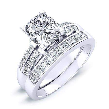 Heather Moissanite Matching Band Only (engagement Ring Not Included) For Ring With Cushion Center whitegold