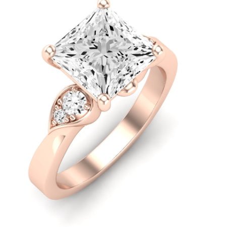 Hibiscus Diamond Matching Band Only (does Not Include Engagement Ring)  For Ring With Princess Center rosegold