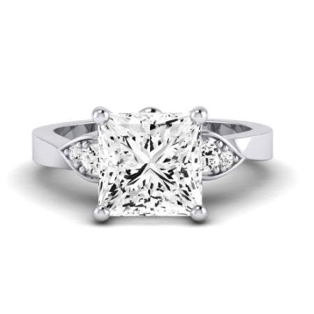 Hibiscus Diamond Matching Band Only (does Not Include Engagement Ring)  For Ring With Princess Center whitegold