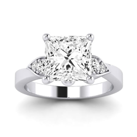 Hibiscus Diamond Matching Band Only (does Not Include Engagement Ring)  For Ring With Princess Center whitegold