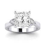 Hibiscus Diamond Matching Band Only (does Not Include Engagement Ring)  For Ring With Princess Center whitegold