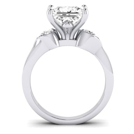 Hibiscus Diamond Matching Band Only (does Not Include Engagement Ring)  For Ring With Princess Center whitegold