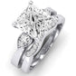 Hibiscus Diamond Matching Band Only (does Not Include Engagement Ring)  For Ring With Princess Center whitegold