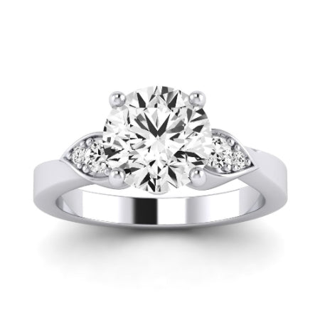 Hibiscus Diamond Matching Band Only (does Not Include Engagement Ring)  For Ring With Round Center whitegold