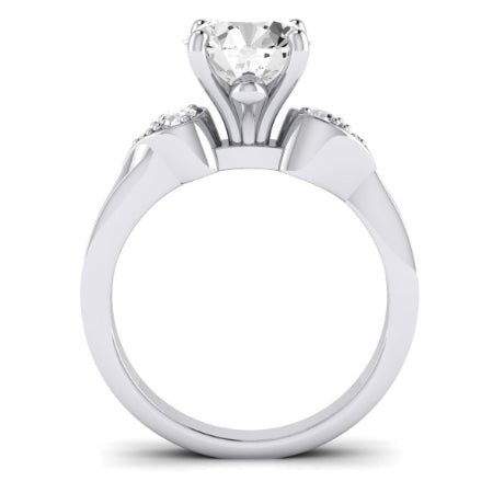 Hibiscus Diamond Matching Band Only (does Not Include Engagement Ring)  For Ring With Round Center whitegold