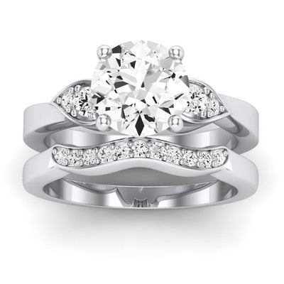 Hibiscus Diamond Matching Band Only (does Not Include Engagement Ring)  For Ring With Round Center whitegold