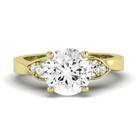 Hibiscus Diamond Matching Band Only (does Not Include Engagement Ring)  For Ring With Round Center yellowgold