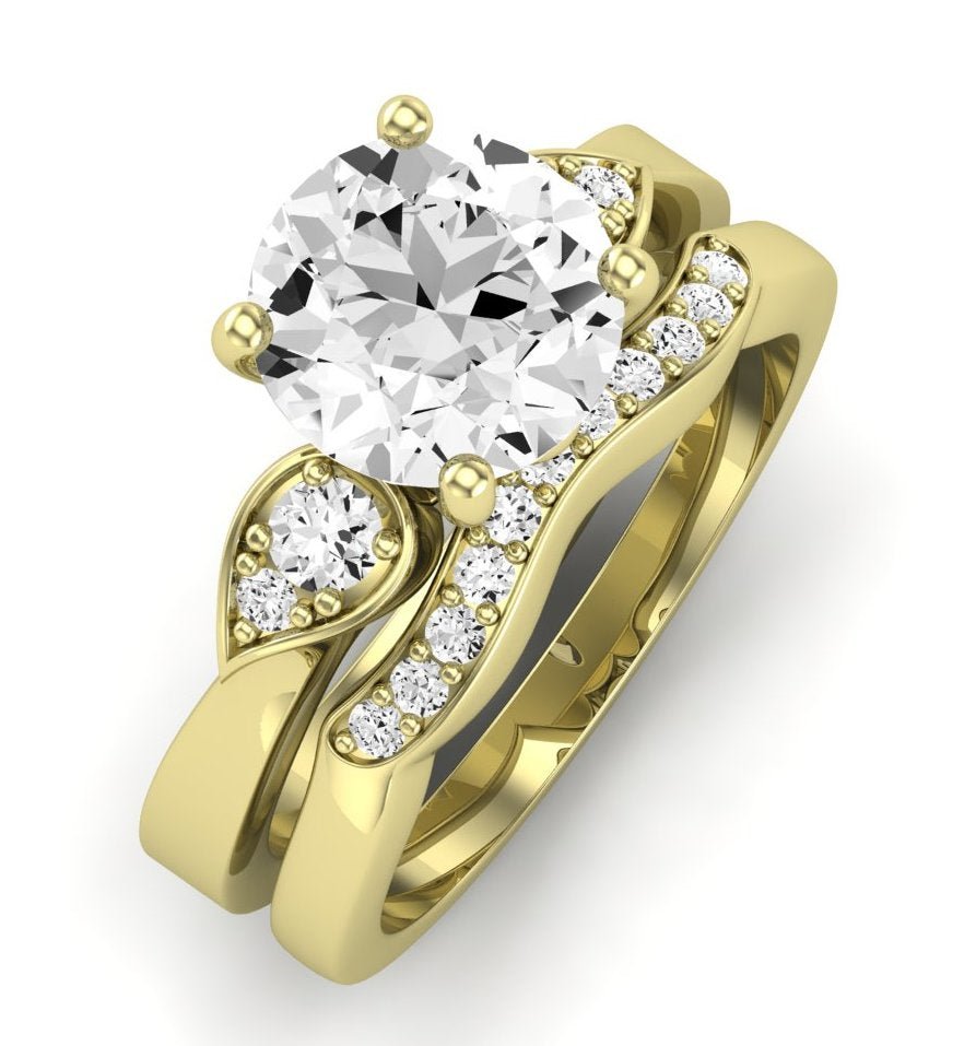 Hibiscus Diamond Matching Band Only (does Not Include Engagement Ring)  For Ring With Round Center yellowgold