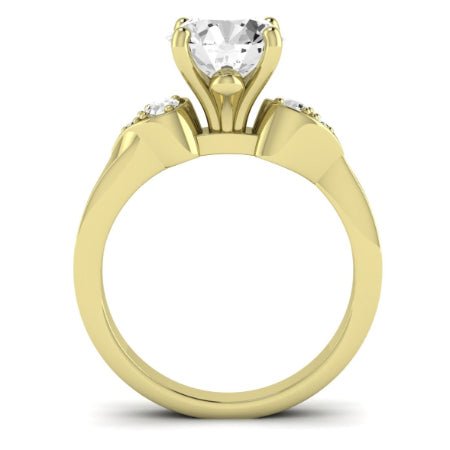 Hibiscus Diamond Matching Band Only (does Not Include Engagement Ring)  For Ring With Round Center yellowgold