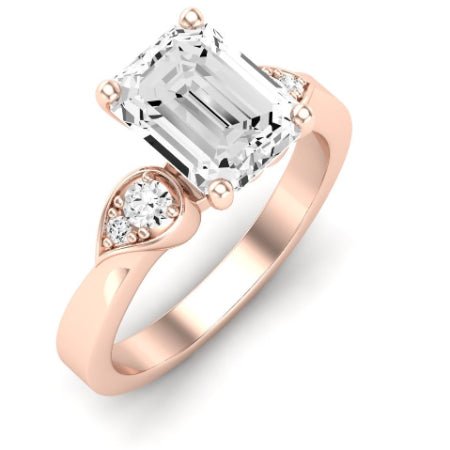 Hibiscus Emerald Moissanite Bridal Set rosegold