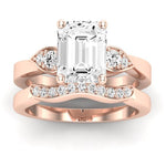 Hibiscus Emerald Moissanite Bridal Set rosegold