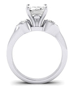 Hibiscus Emerald Moissanite Engagement Ring whitegold