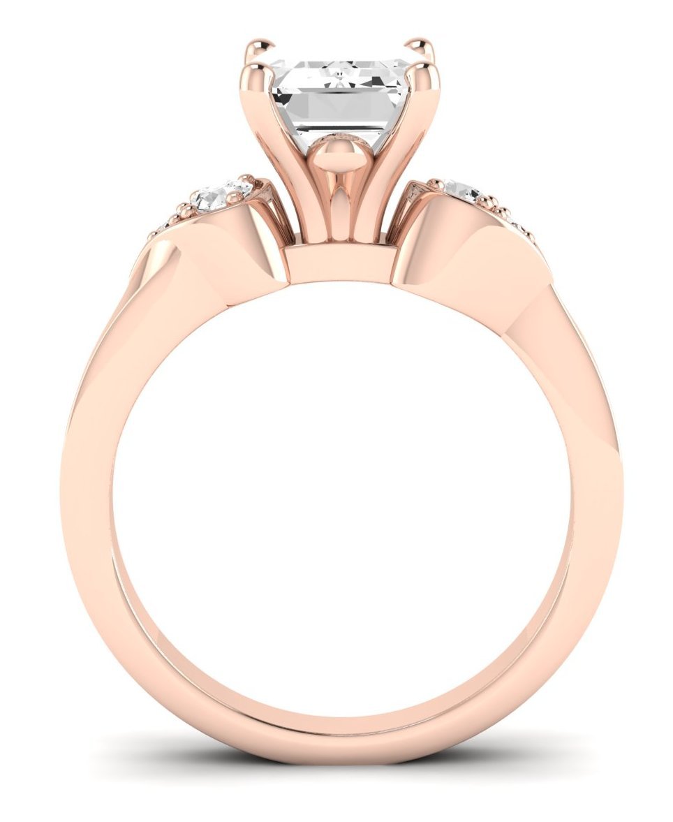 Hibiscus Emerald Moissanite Engagement Ring rosegold
