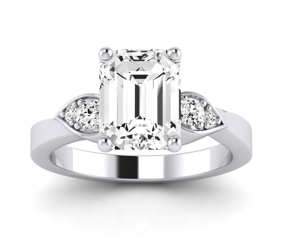 2.00 ct - Hibiscus - Emerald Moissanite Engagement Ring
