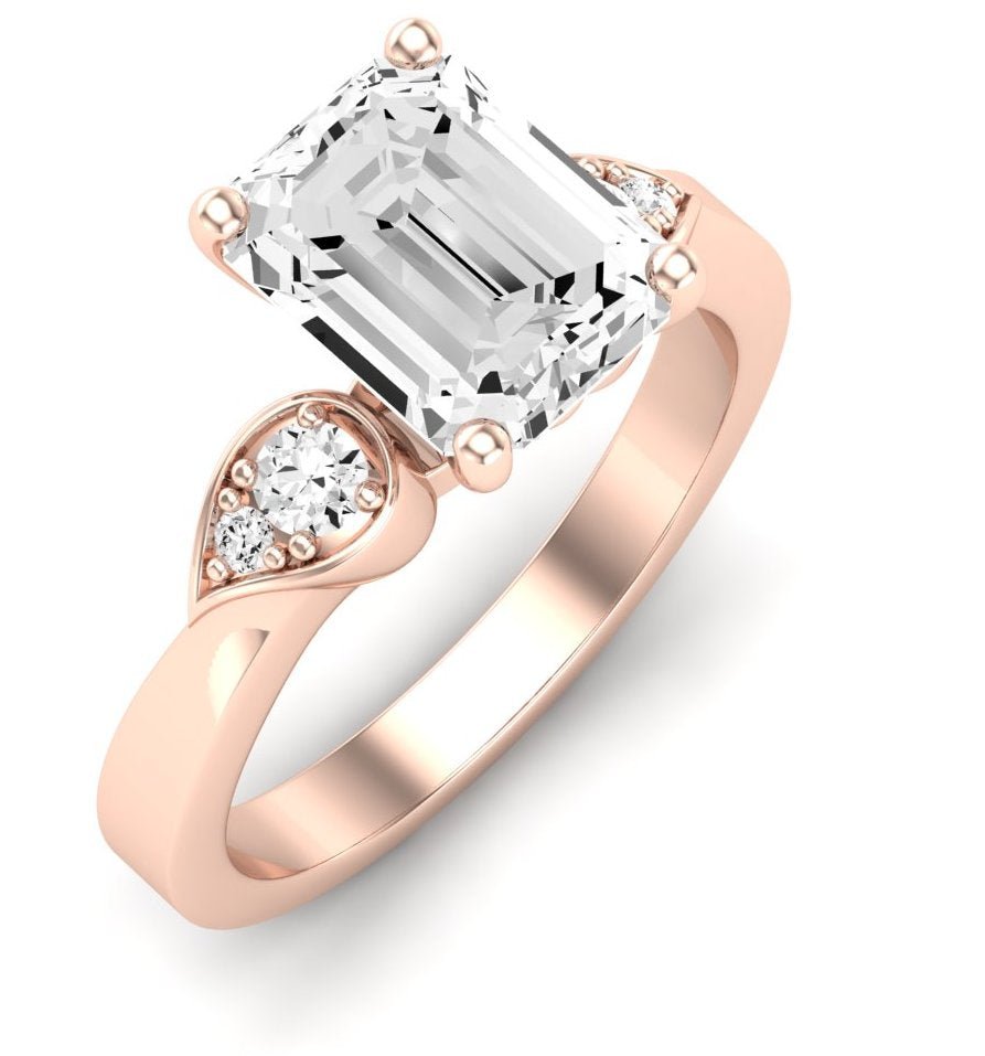 Hibiscus Emerald Moissanite Engagement Ring rosegold