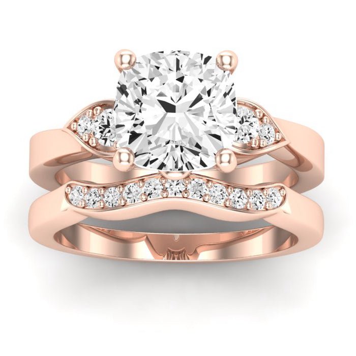 Hibiscus Diamond Matching Band Only (does Not Include Engagement Ring)  For Ring With Cushion Center rosegold