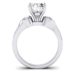 Hibiscus Diamond Matching Band Only (does Not Include Engagement Ring)  For Ring With Round Center whitegold