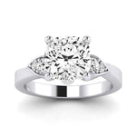 Hibiscus Moissanite Matching Band Only (does Not Include Engagement Ring)  For Ring With Cushion Center whitegold