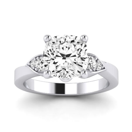 Hibiscus Moissanite Matching Band Only (does Not Include Engagement Ring)  For Ring With Cushion Center whitegold