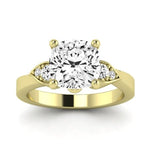 Hibiscus Moissanite Matching Band Only (does Not Include Engagement Ring)  For Ring With Cushion Center yellowgold