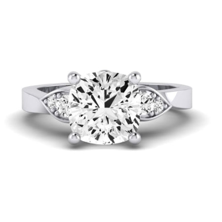 Hibiscus Moissanite Matching Band Only (does Not Include Engagement Ring)  For Ring With Cushion Center whitegold