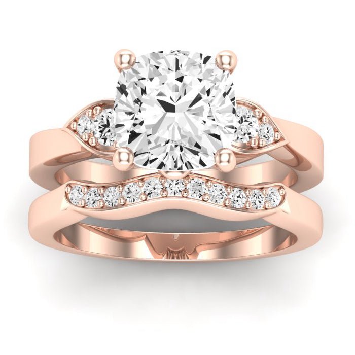 Hibiscus Moissanite Matching Band Only (does Not Include Engagement Ring)  For Ring With Cushion Center rosegold