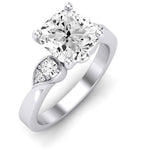 Hibiscus Moissanite Matching Band Only (does Not Include Engagement Ring)  For Ring With Cushion Center whitegold