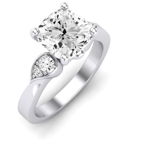 Hibiscus Moissanite Matching Band Only (does Not Include Engagement Ring)  For Ring With Cushion Center whitegold