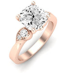 Hibiscus Moissanite Matching Band Only (does Not Include Engagement Ring)  For Ring With Cushion Center rosegold