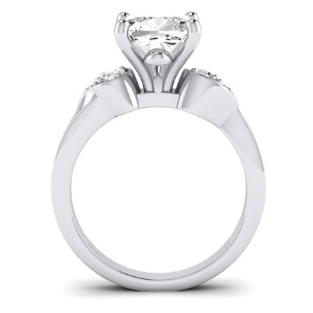 Hibiscus Moissanite Matching Band Only (does Not Include Engagement Ring)  For Ring With Cushion Center whitegold