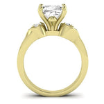 Hibiscus Moissanite Matching Band Only (does Not Include Engagement Ring)  For Ring With Cushion Center yellowgold