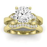 Hibiscus Moissanite Matching Band Only (does Not Include Engagement Ring)  For Ring With Cushion Center yellowgold