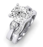 Hibiscus Moissanite Matching Band Only (does Not Include Engagement Ring)  For Ring With Cushion Center whitegold